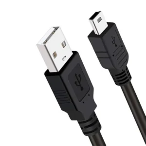 Cable USB V3 con conectores negro y plata sobre fondo blanco