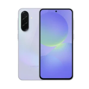 Vista frontal y trasera de un Samsung Galaxy A26 color lavanda sobre fondo blanco.