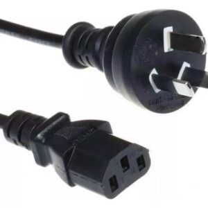 Cable de alimentación negro de tres pines con conector estándar